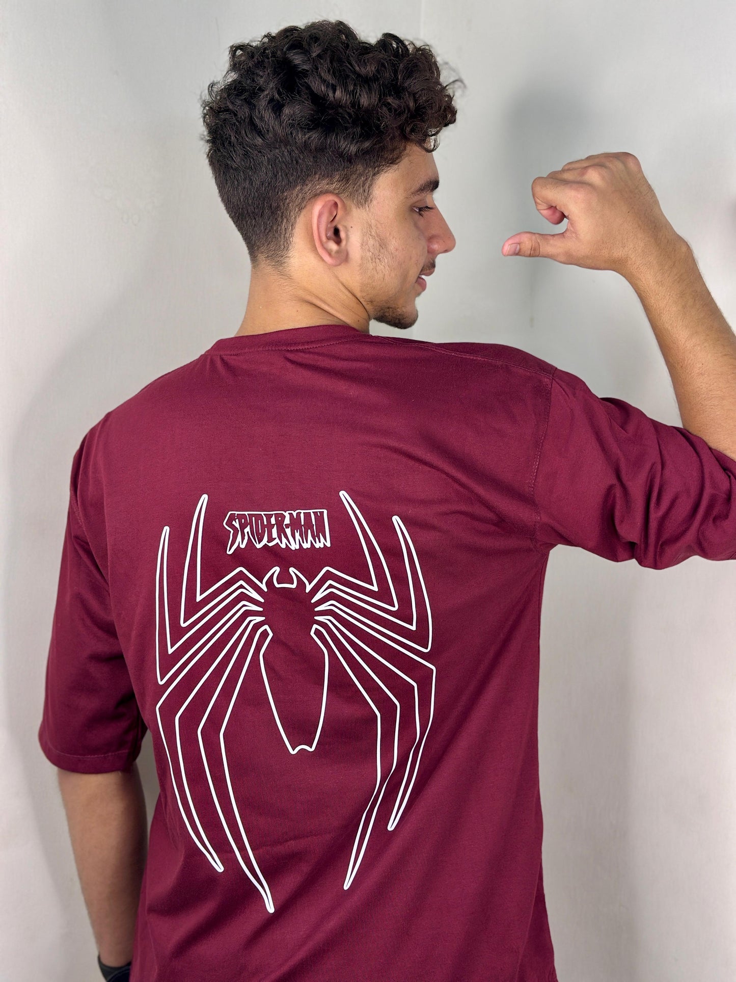 🕷️ Only Akhirah — The Spiderman Oversized Graphic T-Shirt (Unisex | Maroon)